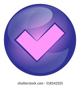 Check mark vector icon.Multimedia icons.Isolated in a circle.Flat design style
 button vector icon