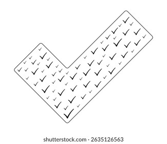Check Mark Vector Illustration made of smaller check marks, representing approval, and isolated on a white background.