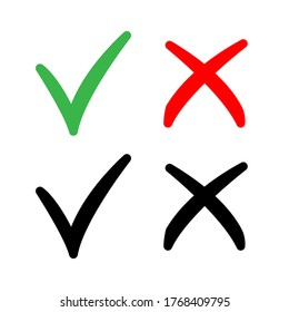 Check mark vector isolated elements. Tick and cross symbols