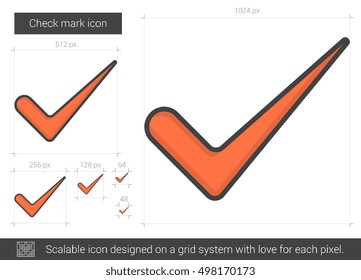 Check mark vector line icon isolated on white background. Check mark line icon for infographic, website or app. Scalable icon designed on a grid system.