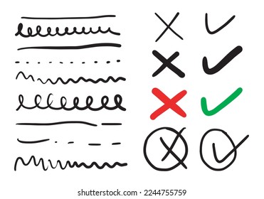 Check mark vector.Tick icon set in green and red color, vector illustration.