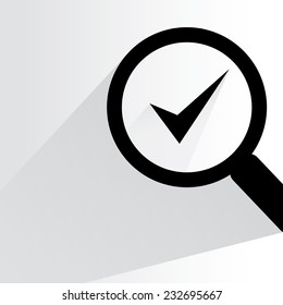 check mark, verification concept on white background, flat and shadow theme