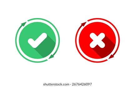 Marca de verificación con diseño de Vector plano de icono de flecha de Iniciar sesión incorrecto