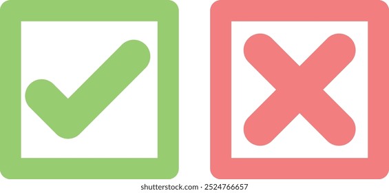 Häkchen und X-Kreuz-Symbol-Tastensatz