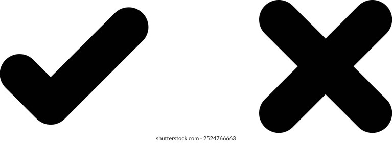 check mark and x cross icon button set
