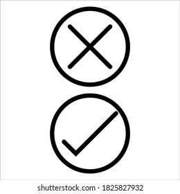 markieren und x-Symbol, korrekt und falsch-Symbol. Line Art Vektorsymbol für App, Websites usw. EPS10
