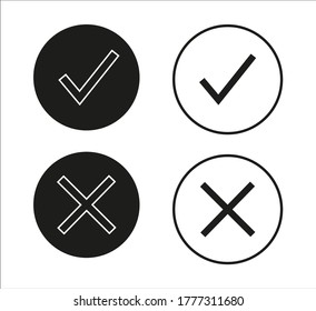 Check mark and X mark icon. illustration for web and mobile design.