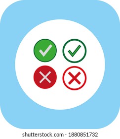 Check mark and X mark icon. illustration for web and mobile design.