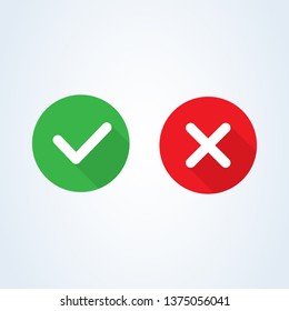 Check mark and X mark icon symbol vector icon