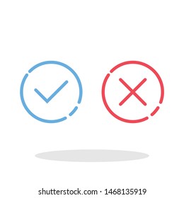 Check mark and X icon in trendy flat style. Yes No symbol for your web site design, logo, app, UI Vector EPS 10. - Vector