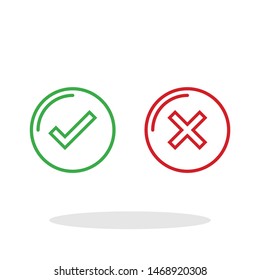 Check mark and X icon in trendy flat style. Yes No symbol for your web site design, logo, app, UI Vector EPS 10. - Vector