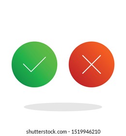 Check mark and X icon in trendy flat style. Yes No symbol for your web site design, logo, app, UI Vector EPS 10. - Vector