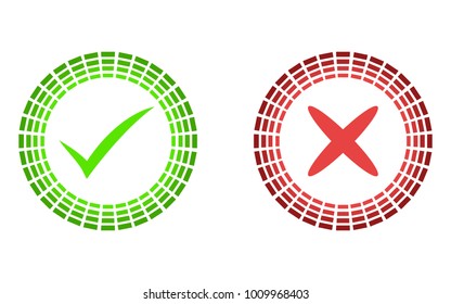 Check mark and X mark icon vector