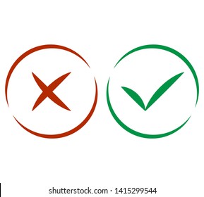 Check mark and X mark icon vector illustration