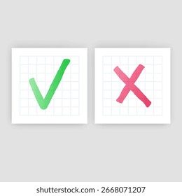 Check Mark and X Marks Approval and Rejection Symbols