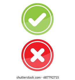 Check mark and X mark Right and Wrong. Vector illustration business icon concept.