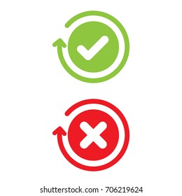 Check Mark And X Mark Right And Wrong. Vector Illustration Business Icon Concept.