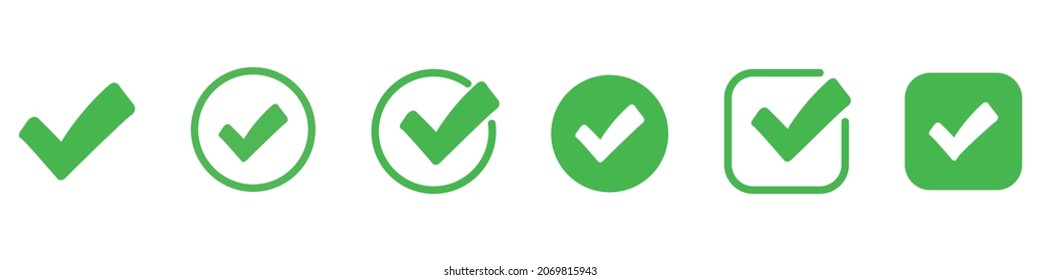 Check mark and x set icon. Simple web buttons. Checkmarks and x or confirm. Round checkmark.