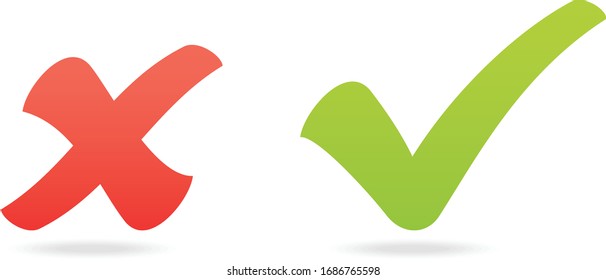 marca de verificación y símbolos x