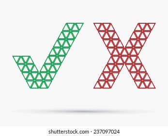 Check Mark ,X , Yes, No, icon, graphic, symbol, Vector.