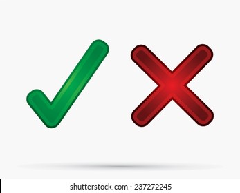 Check  Mark ,X , Yes, No, icon, graphic, symbol, vector.