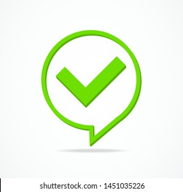Check Mark Yes or Confirmation Green Sign Isolated on a White Background Symbol of Positive. Vector illustration