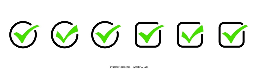 Check mark, yes sign, checkmark set illustration