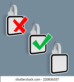 Check Mark Yes/NO Stickers, Vector Illustration.