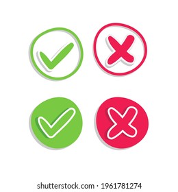 check mark, yes,no vector illustration set