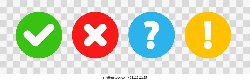 Check Mark,Cross, Question Mark, Exclamation Point Icons. Vector Illustration	
