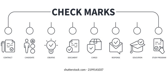 Check Marks banner web icon vector illustration concept