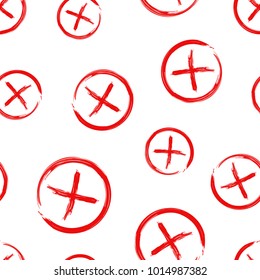 Check marks cross, no, wrong seamless pattern background. Business concept vector illustration. No checkmark symbol pattern.