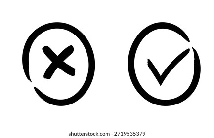 Marcas de verificación y marcas cruzadas Vector