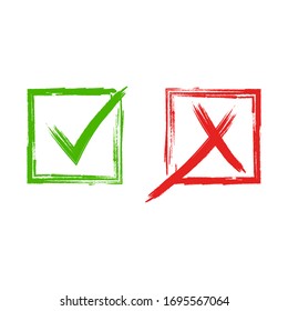 check marks and cross   vector icons on white