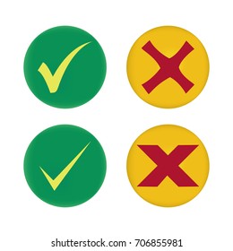check marks and crosses icon in trendy flat style
