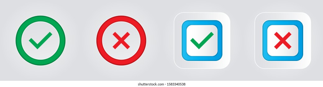 Check marks and crosses on a white background.