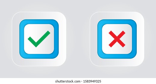 Check marks and crosses on a white background.
