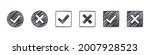 Check marks. Drawn icons of check marks. Checkbox icons and sketch check marks signs. Vector illustration