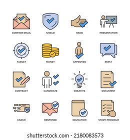 Check Marks elements collection, flat icons set, Colorful symbols pack. Vector illustration. Flat style design