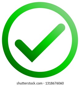 Check marks - green gradient, tick icon inside of circle - vector illustration