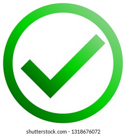 Check marks - green gradient, tick icon inside of circle - vector illustration