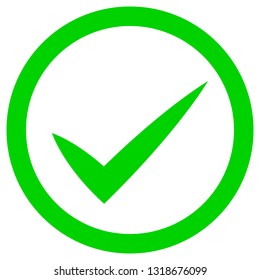 Check marks - green tick icon inside of circle - vector illustration