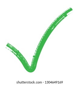 Check Marks . Green Vector Brush Strokes. Approved sign in grunge style. Tick confirm symbol. 