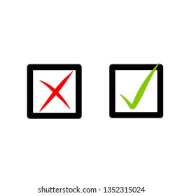 Check marks icon hand drawn vector yes and no marks 