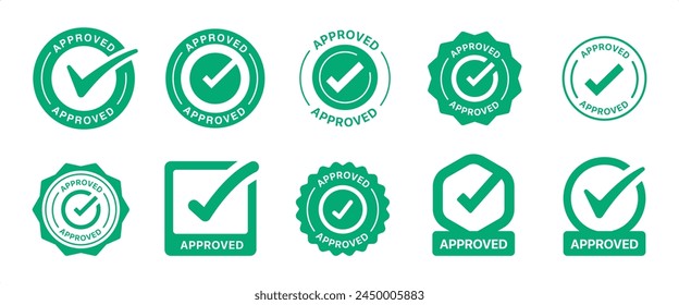 The check marks icon set. It includes approved, yes, right, accept, green, and more icons. Vector illustration sign.