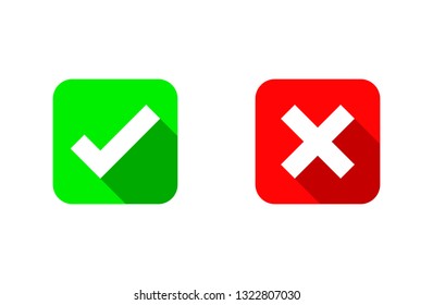 Check marks icons. accept and reject. right and wrong. Isolated on white background. Vector Illustration.