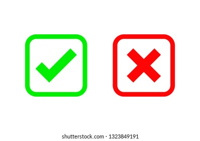 Check marks icons. accept and reject. right and wrong. Isolated on white background. Vector Illustration.
