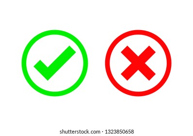 Check marks icons. accept and reject. right and wrong. Isolated on white background. Vector Illustration.