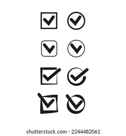 check marks icons. Exam checklist icon. Question mark isolated. Vector illustration.
