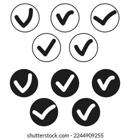 check marks icons. Exam checklist icon. Question mark isolated. Vector illustration.